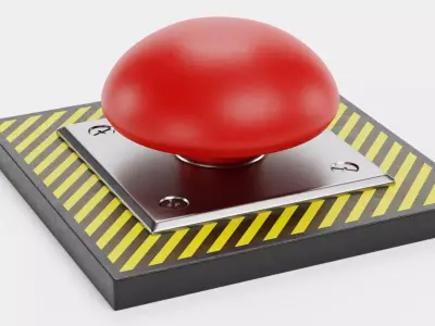 Emergency Button V3 - Mushroom Push Switch Industrial Control 3D model
