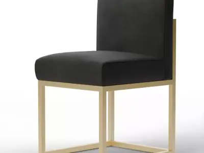 Sculptural Minimalist Haute Dining Chair - Carbon Matte Black Low-poly 3D model