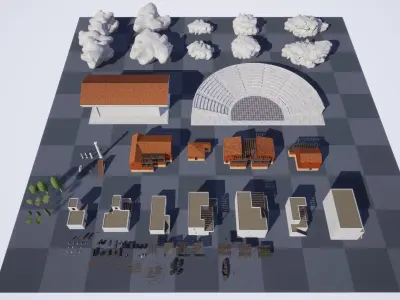  Ancient Greek Island City Low-poly 3D model