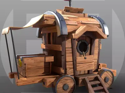 Stylish carriage Low-poly 3D model