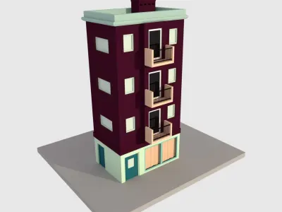 Cartoon Building - Low Poly Low-poly 3D model