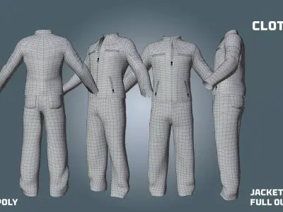 jackets and jean pants - clothyfic outfit Low-poly 3D model
