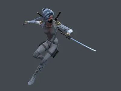 Ninja Female Rigged Low-poly 3D model