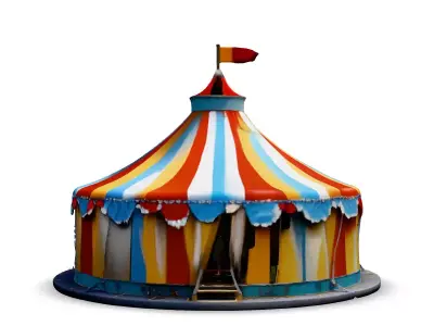 Striped Circus Tent 3D Model Low-poly 3D model