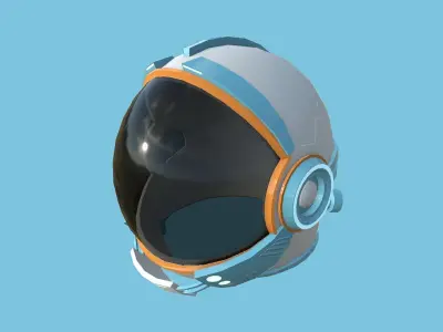 Astronaut Helmet 02 - White Blue - Character Design Fashion Low-poly 3D model
