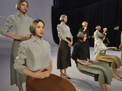 Modular Character - Asian Business Woman - FF2 Low-poly 3D model