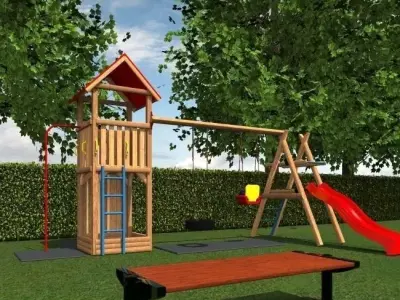 playground 1 wooden set 3D model