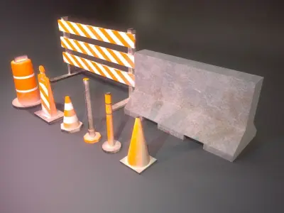 Low poly city props Free low-poly 3D model
