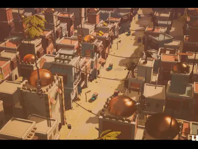 Stylized Low Poly Asian City  Low-poly 3D model