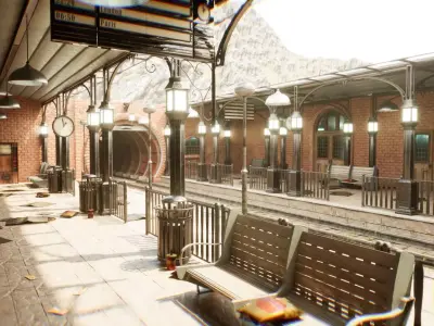 Train Station 61 Assets Low-poly 3D model