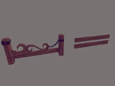 Lamp Posts and Fences Low-poly 3D model