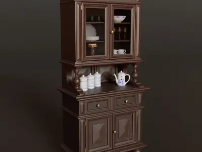 Sideboard cabinet with glass doors 3D model