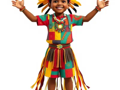 Colorful Tribal Child Character Rigged and Animated Model Low-poly 3D model