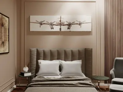 Extremely detailed bedroom scene design  3D model