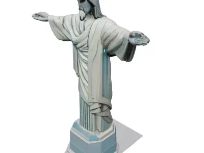 Christ the Redeemer Statue LowPoly Low-poly 3D model