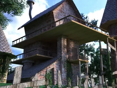 Cartoon House Low-poly 3D model 22