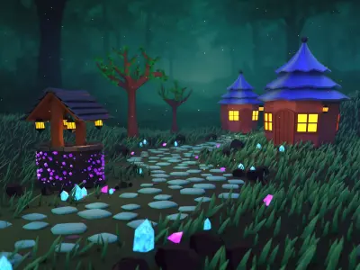 Magic Forest - Fairy Forest - Render Ready Scene Low-poly 3D model