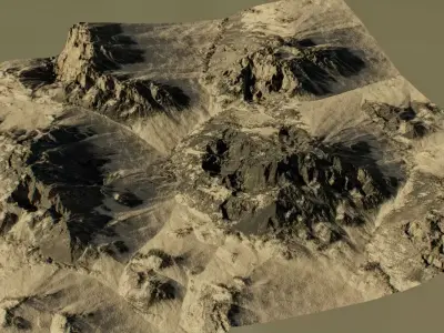 RealisticMountain Slippage 3D Terrain Environment PBR Low-poly 3D model