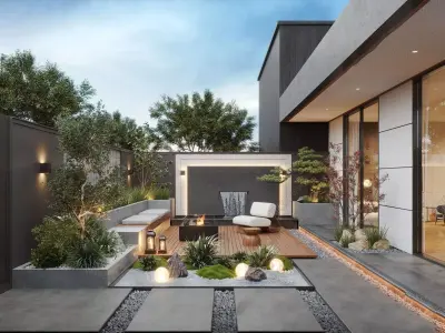 Modern Landscape Courtyard 3D model
