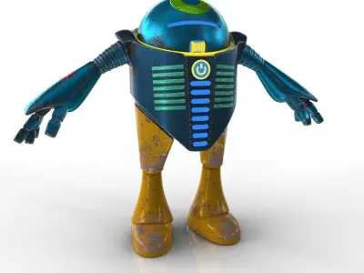 Chubby Robot Low-poly 3D model