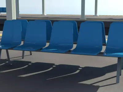 Japanese Rural Station Platform    2 Island 4 Track Set Low-poly 3D model