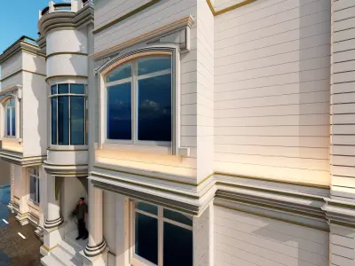 Neo-Classical Villa 3D Model - Revit-FBX-DWG-D5 Ready 3D model