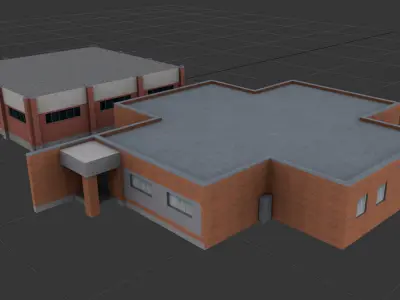Soviet Utility Brick Buildings Free low-poly 3D model