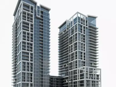 Residential Tower Complex 02 Low-poly 3D model