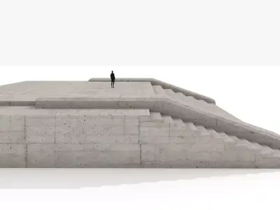 Brutalist Entrance Stairs 25 Low-poly 3D model