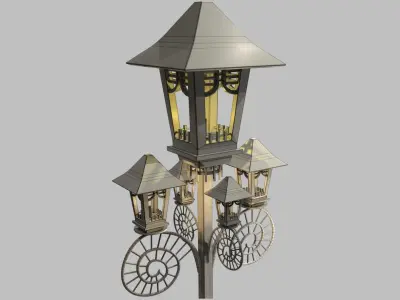 Wooden Lampost 3D model