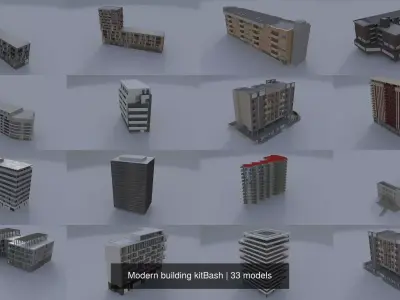 Modern building kitBash 3D Model Pack