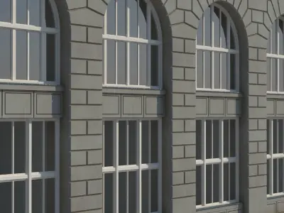 Townhouse brick building with roof 3D model