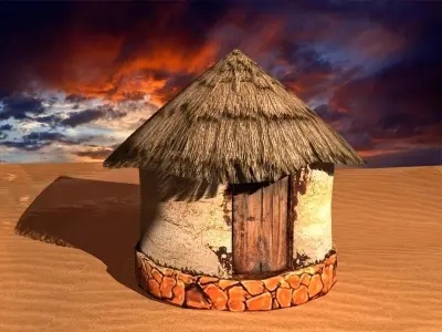 old african house Low-poly 3D model