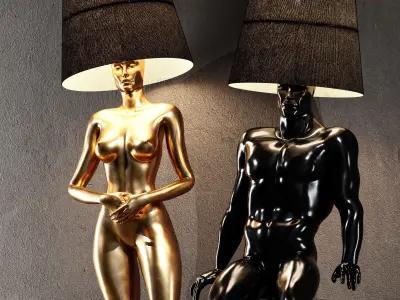 Hommer human lampshade Floor lamp Collection Pose07 3D model