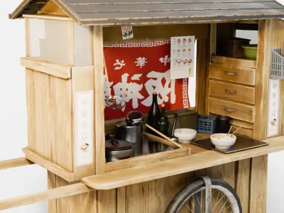 Ramen Stall Hanshinken Low-poly 3D model