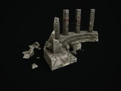 Mystic stone ruins Low-poly 3D model