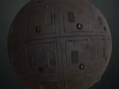 Dark Modular Sci-Fi Metal Panel Vents PBR Seamless Texture