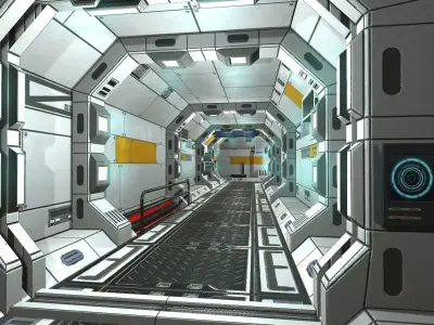 SciFi Corridor Set  Low-poly 3D model