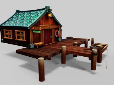 Wooden Hut Low-poly 3D model purchase