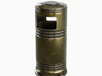 Metal Street Trash Bin 03 Low-poly 3D model