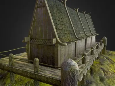 Ancient Viking Longhouse Low-poly 3D model