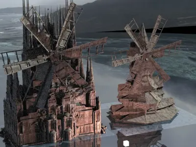 Horror hemed Windmill Cthulhu Lovecraft set 1 3D model
