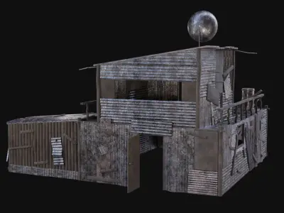 SHELTER POST APO HOUSE HUT IMPROVISED PLATE DEBRIS SURVIVAL AAA Low-poly 3D model