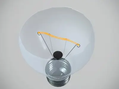 Broken Incandescent Light Bulb 3D model