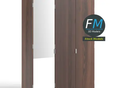 Three-door wardrobe 3D model