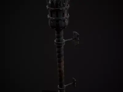 Medieval Spiral Wall Torch Low-poly 3D model