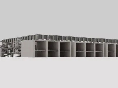 Brutalist Industrial Podium Building 12 Low-poly 3D model