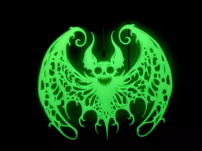 Demon Bat Wall Silhouette STL  3D print model