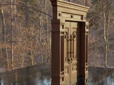 THE Door wooden in woods 3D model