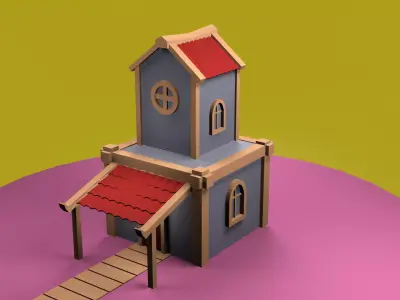 Low poly game ready house Free low-poly 3D model